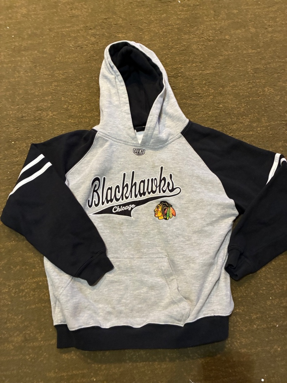 Chicago Blackhawks Kids Pullover Hoodie - Gray & Black